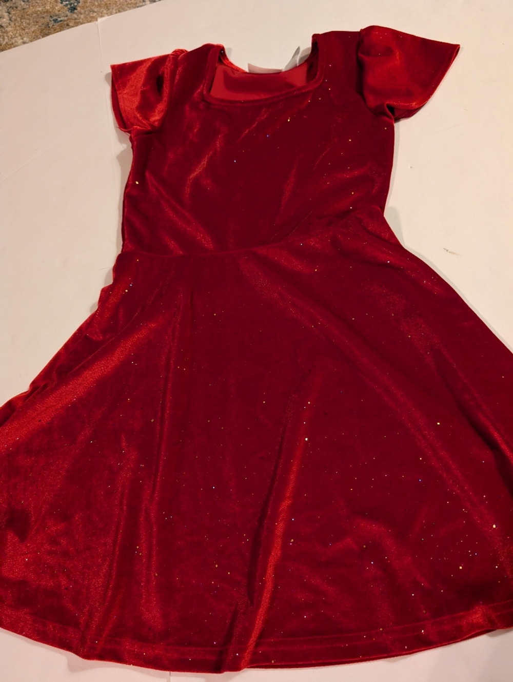 Place Red Velvet Sparkle Short-Sleeve Party Dress Sz 8